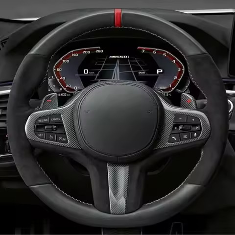 Car Steering Wheel Cover No-Slip Black Suede For BMW M Sport G30 G31 G32 G20 G21 G11 G12 G14 G15 G16 X3 G01 X4 G02 X5 G05 X7 G07