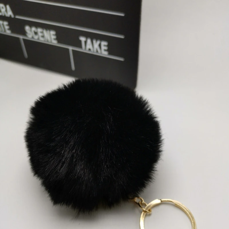 Colorful Pompoms Keychain Ball Pendant Charm Faux Fur Keyring for Women