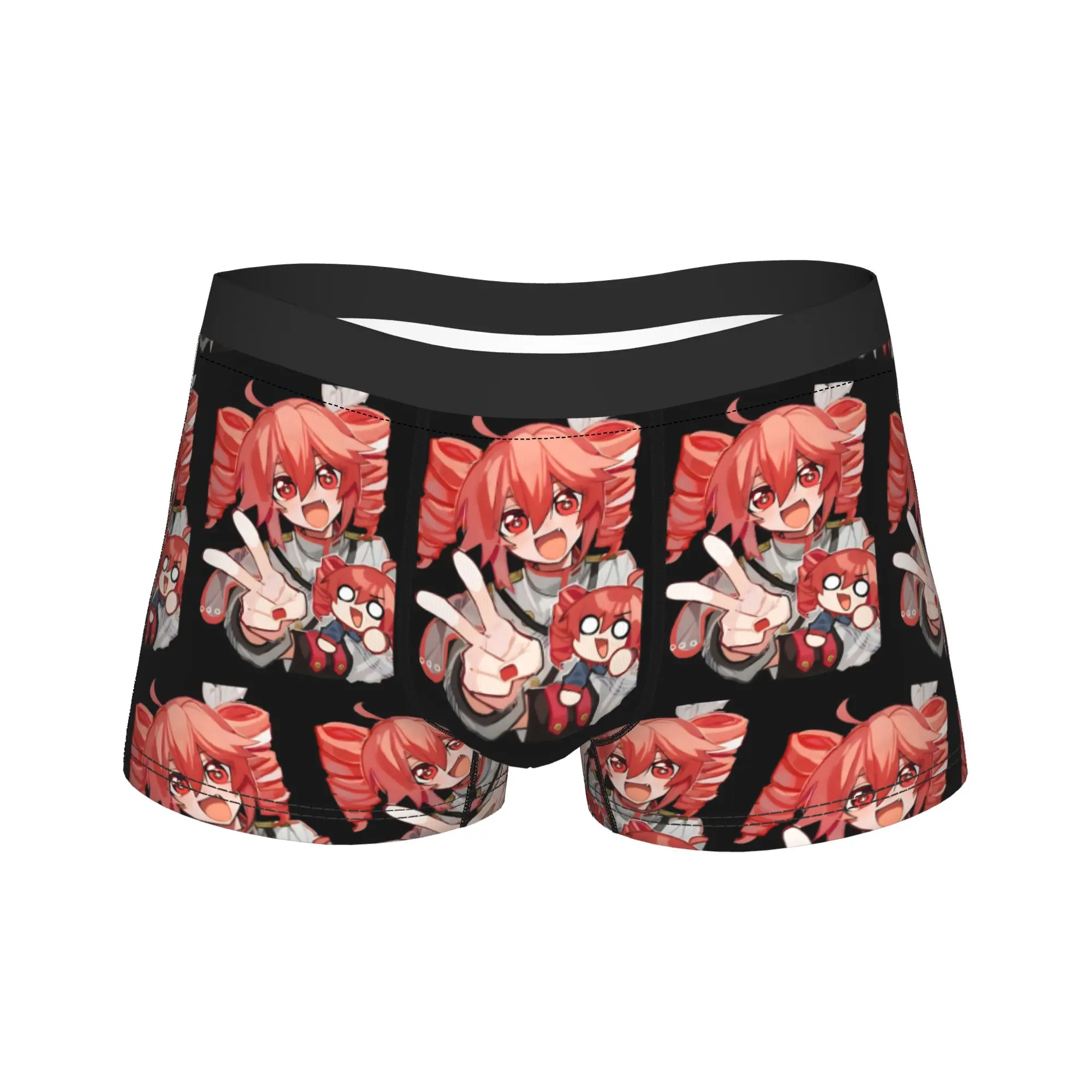 Kasane Teto Peace Sign Chibi Doll Boxer Brief  Underwear Trenky Men's Breathable Boxer Shorts Pattern Plus Size Underpants
