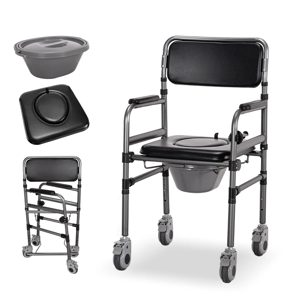 Hospital Toilet Chair Commode Chair Adult for Elderly Senior Potty Cart Wheel Commode Chair Collapsible