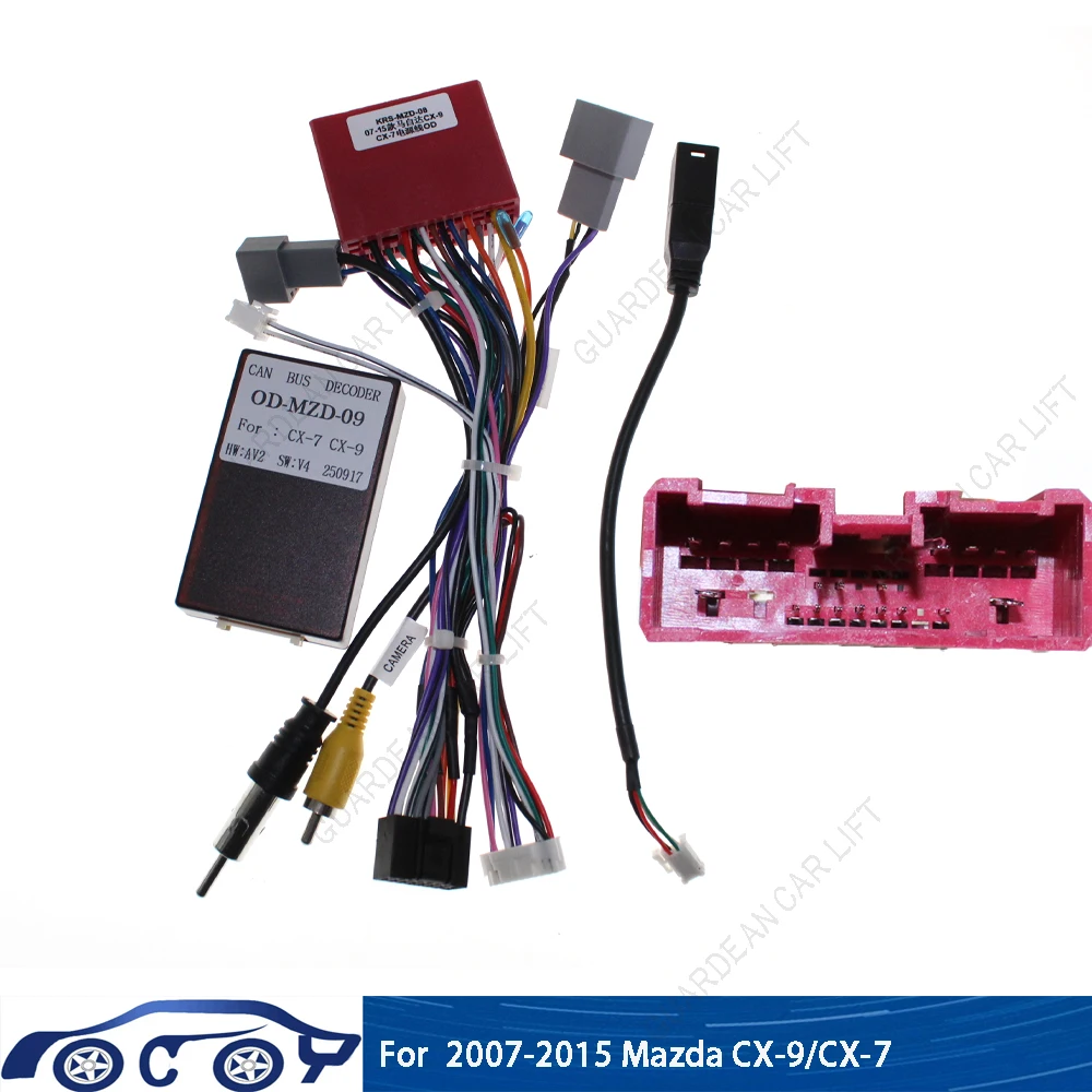 Car Radio Wiring Cable For Mazda 2007-2015 CX-7 CX-9 CX7 CX9 OD-MZD-09 16Pin Harness Adapter With CANBUS Android Stereo Plug