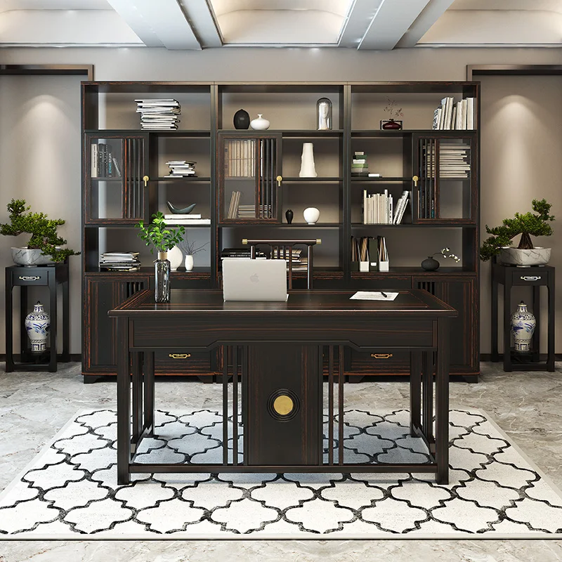 Classic Style Combined Bookshelf Antique Library  Bookcase Study Room Home Use Wood Bookcase Furniture