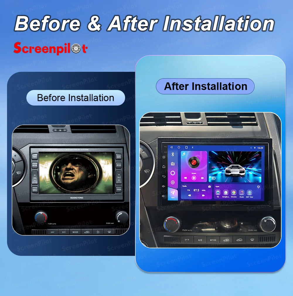 Android 16 For SsangYong Kyron Actyon 2005 - 2013 Car Radio Stereo Head Unit CarPlay Auto Radio Touch Screen Car Electronics GPS