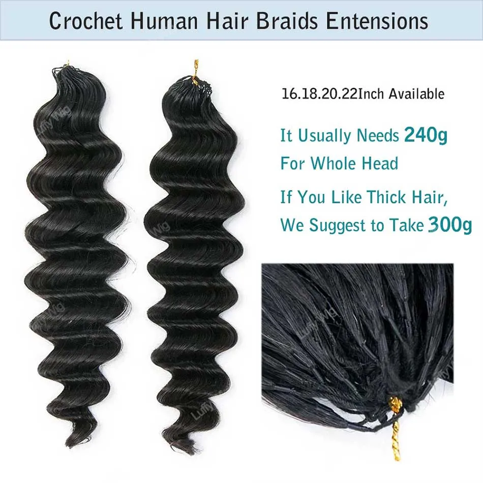 Pre Gescheiden Gehaakte Vlechten Human Hair Extensions Diepe Golf Birmese Remy Haarbundels Met Lus Knooploos Voor Vlechten Krullend