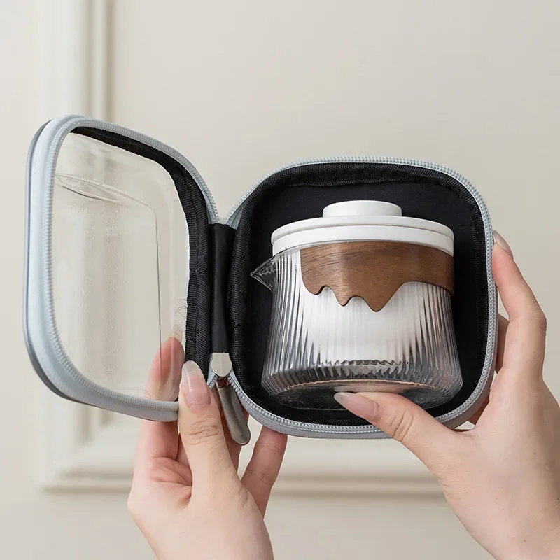 Portable tea cup set Travel kit Ceramic Kung Fu Teahouse Ceramic Outdoor Camping Adults China One Teapot Two Cups Gifts