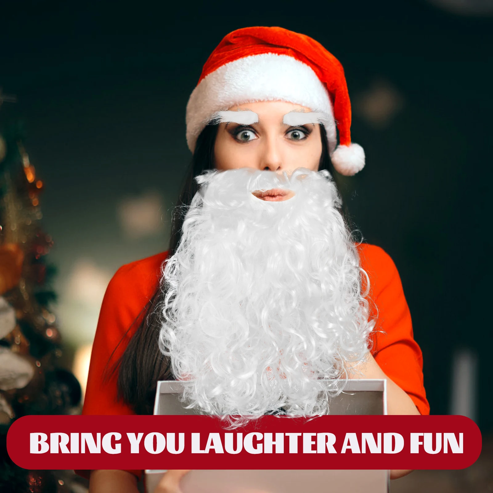 

1 White Santa Claus Cosplay Beard Eyebrow Set Christmas Party Cosplay Costume Accessories Dress Up Prop White Beard Santa Claus