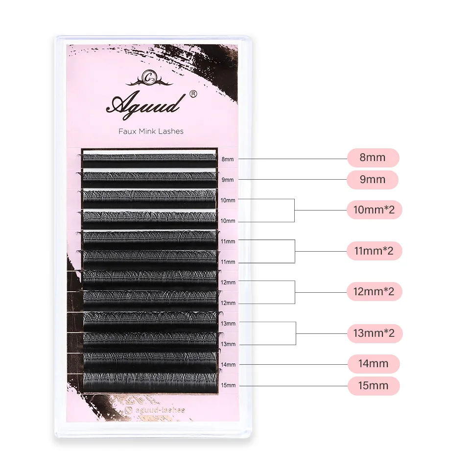 AGUUD W Lashes Extension L LU(M) Curl Mink 3D 4D W-รูปปริมาณพัดลม Bloom Lash อัตโนมัติดอกขนตา