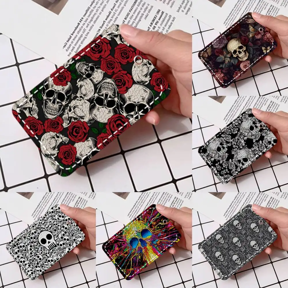 

Horror Skull Gothic Witchcraft Card Holde Applicable To Credit Cards Bus Card Soft Leather Rectangular Keychain Protective Cover