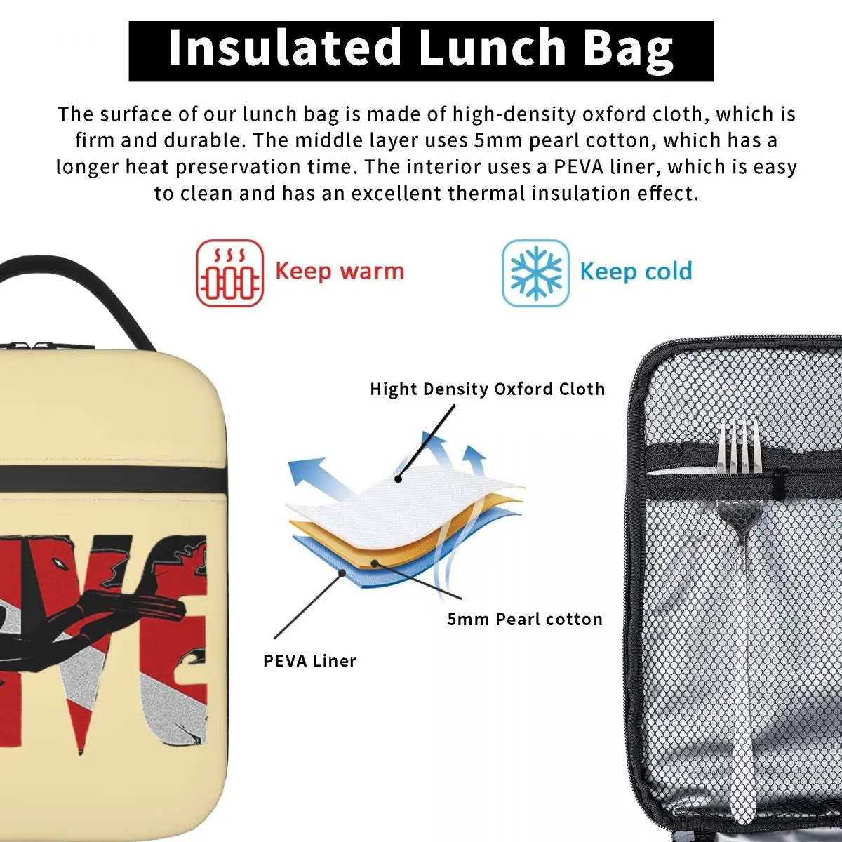 Scuba Diving Dive Diver Sea Snorkeling Sports Insulated Lunch Bag for Women Children Portable Food Boxes Thermal Lunch Box Tote