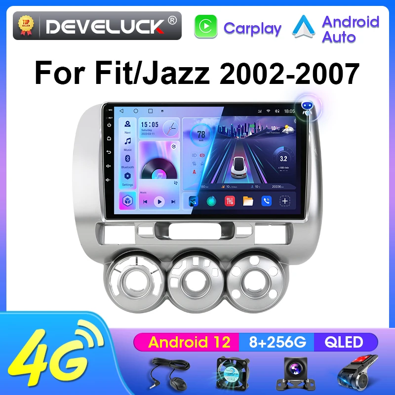 

2 Din Android 12 Car Radio Multimedia Video Player For Honda Fit Jazz City 2002 -2007 Stereo Navigation GPS Carplay Auto 4G WIFI