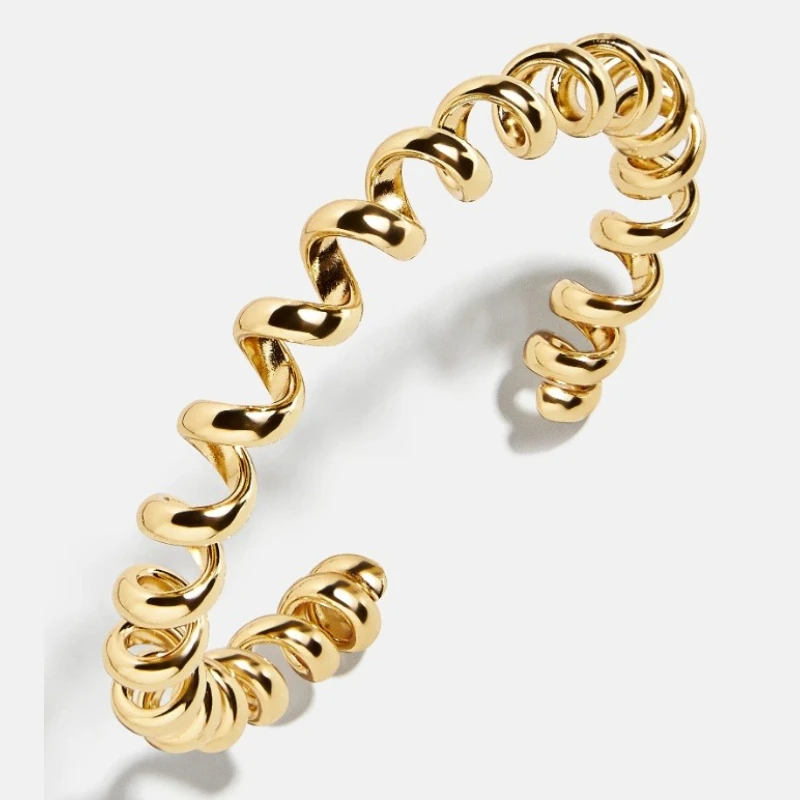 1-teiliges Modisches Goldfarbenes Spiralförmig Gewickeltes Geometrisches Offenes Armband Einfacher Täglicher Feiertags-Party-Schmuck Geschenk für Frauen