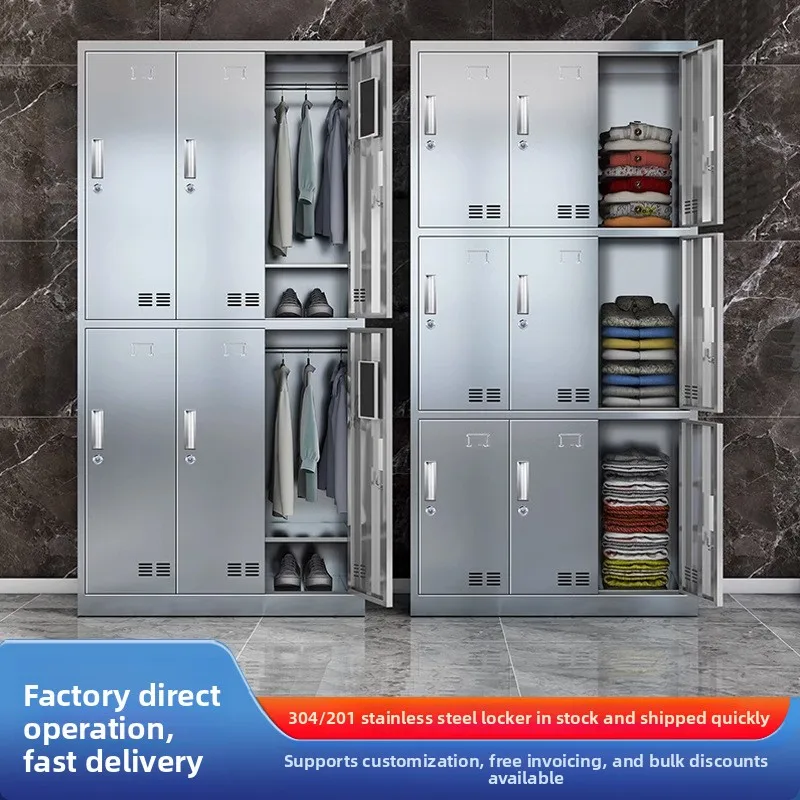 304 stainless steel locker, dust-free workshop, multi-door shoe cabinet, employee locker, food factory change wardrobe, dining