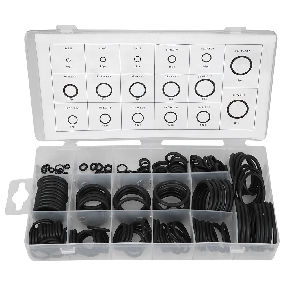 222Pcs Rubber O Ring Sealing Assort Set Kit O Ring Washer Assortment Kit for Automobile Engineering Machinery
