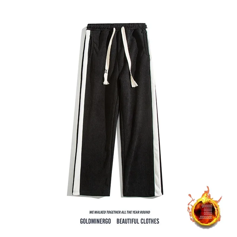 

Corduroy Fce Lined Thiened Autumn Winter Straight Leg Spor Wide Leg Casual Pants ex High Street Sle Trousers