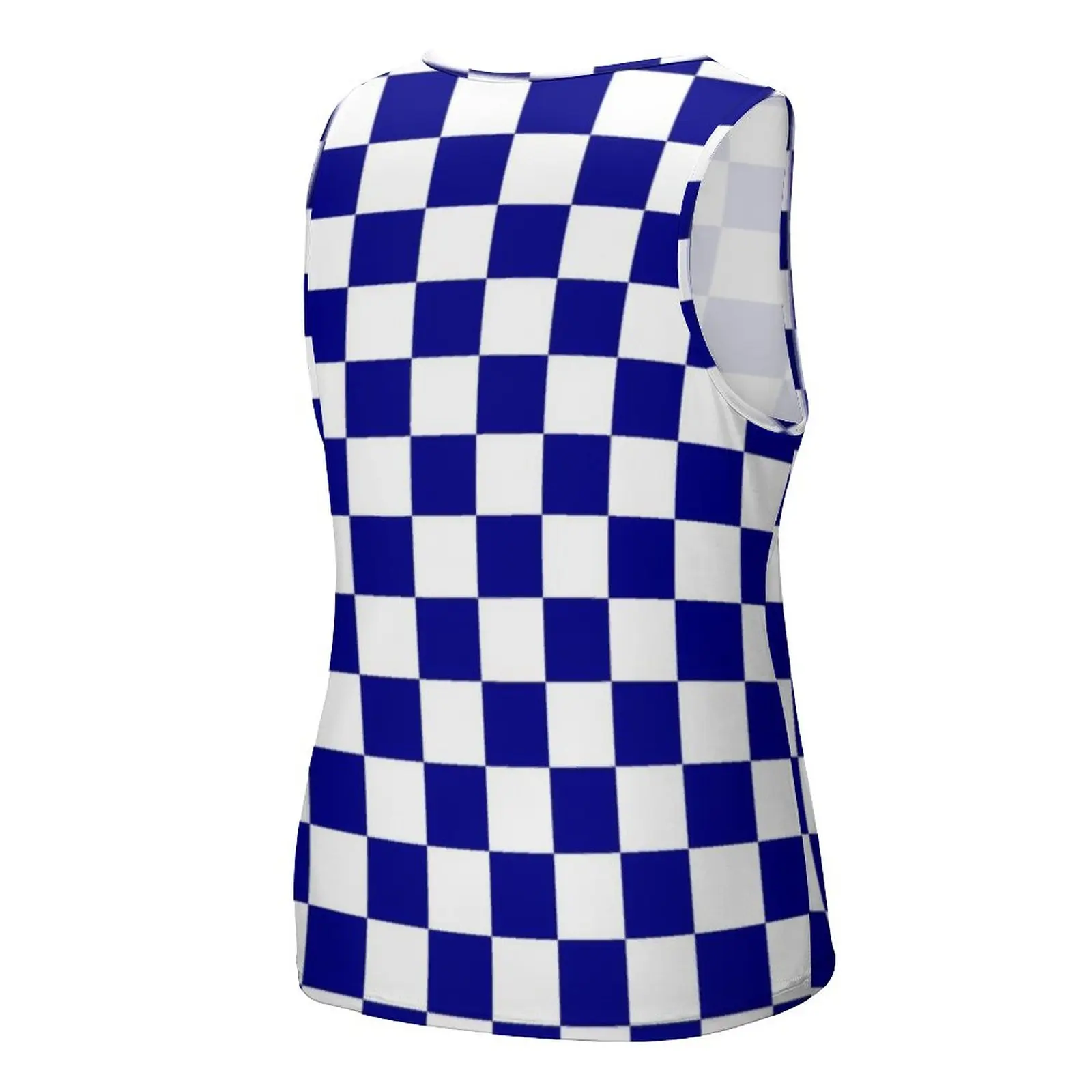 トップス MMAx3ITSUKA Checker Racing Sleeve-less Blue And White Checkerboard Tank Top Men Racing Flag Checkered