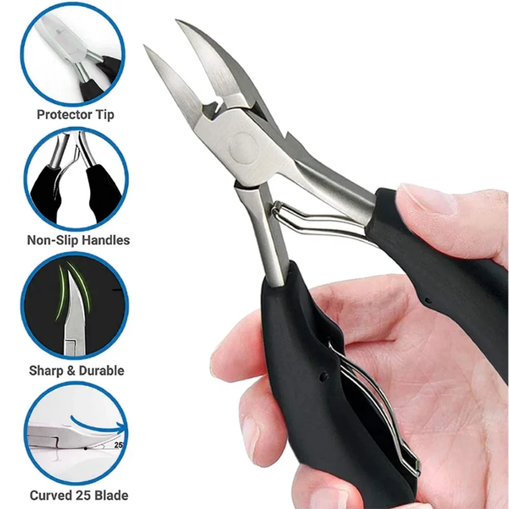 Professional Toenail Clippers Nail Cutters Stainless Steel Sharp Curved Blade Big Pliers Pedicure Tools Manicure Sets LK-AA153