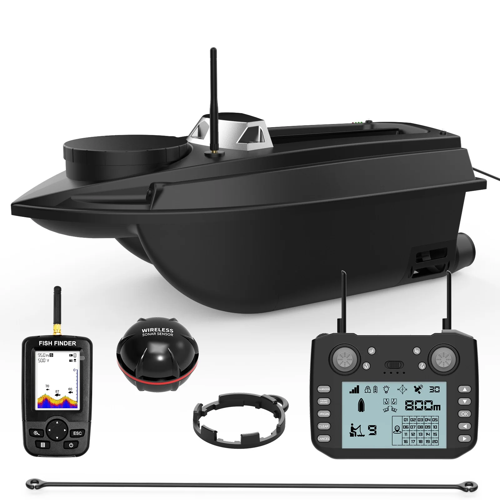 2026 Fishing Bait Boat 6.6LBS Loading Capacity GPS Bait Boat 180 Points Remote Control Boat with Fish Finder Sonar Auto Sailing