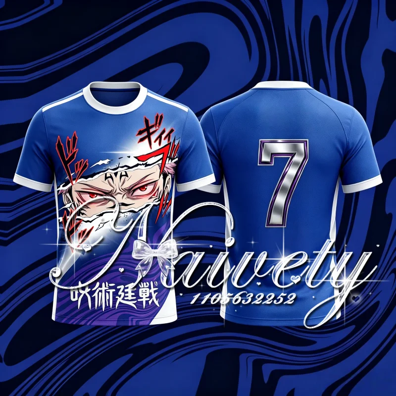 New Summer Jujutsu Kaisen Ryomen Sukuna Manga 3D Print Soccer Jersey Unisex Sports Tee Anime Personality Short Sleeve Tops