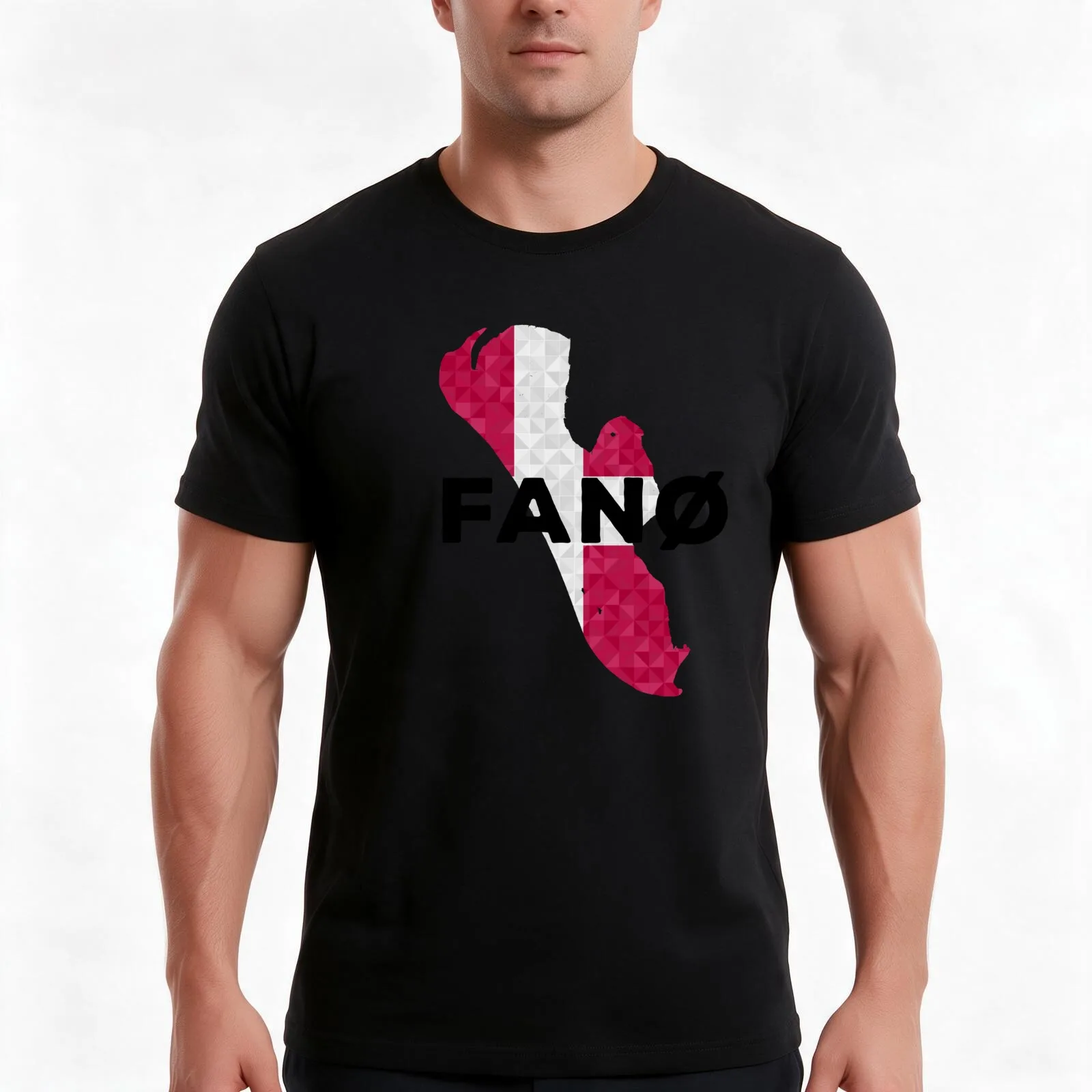 Fan? Denmark Island Fan? Polygon Silhouette Map T-Shirt Summer Casual Cotton Tee Oversized Streetwear Tops Unisex Men Women