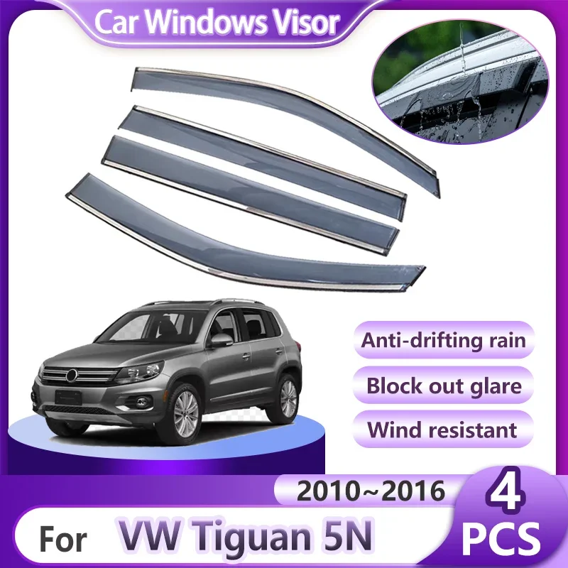 

4PCS Car Window Rain Awning For Volkswagen VW Tiguan 2010~2016 2012 2013 2014 Visor Guard Covers Deflector Trim Auto Accessories