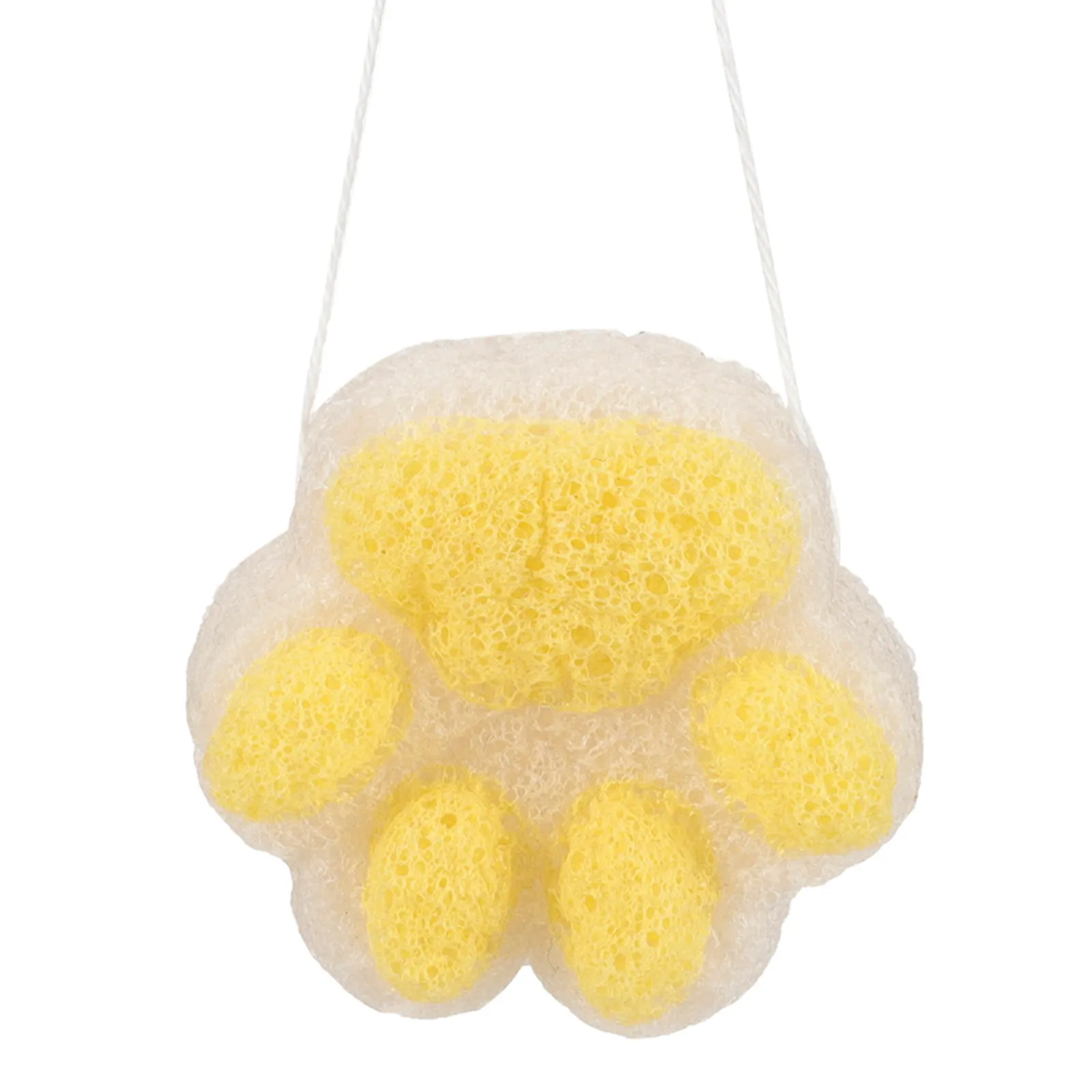 Cat Paw Design Bath Ball Dual-Sided Exfoliating Shower Scrubber Rich Foaming Body Cleaning Tool for Back Arms Legs Chest Skin
