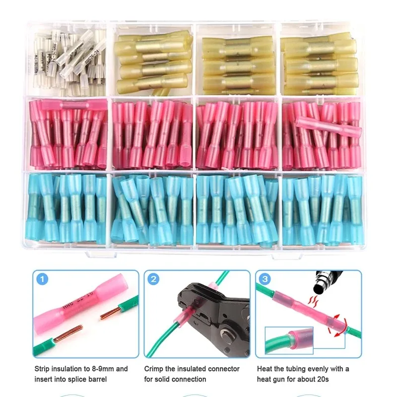 Waterproof Insulated Heat Shrink Butt Connectors BHT1.25 - Underwater Wire Splice Terminal, MOQ 100 Pcs