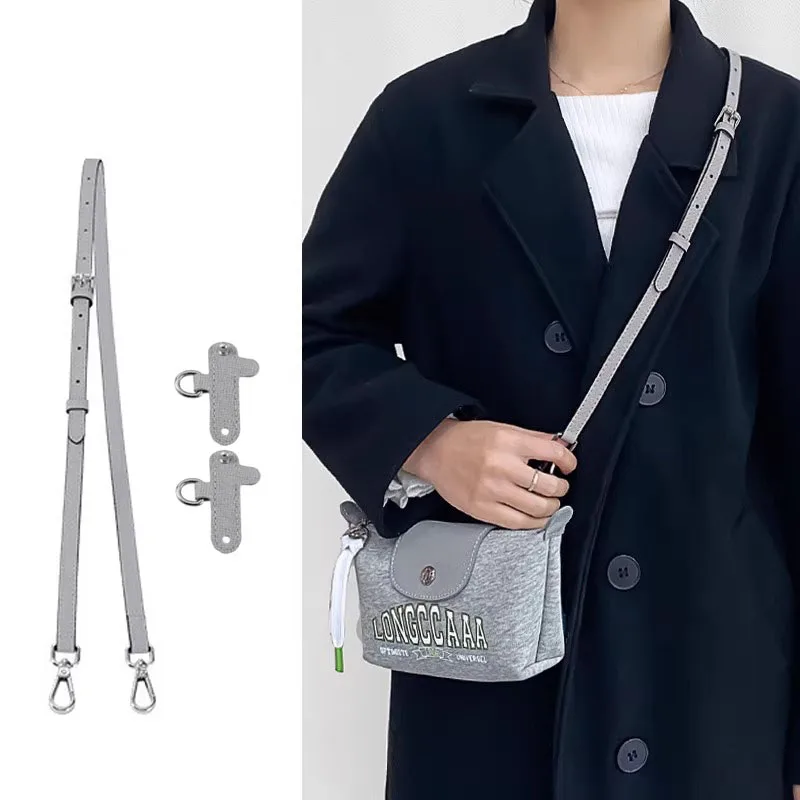 Bag Leather Strap For Longchamp Universite Mini Bag Shoulder Strap New Gray Mini Bag Punch-free Modification Accessory
