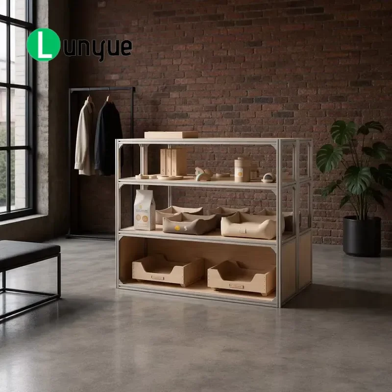 Commercial Store Island Display Rack Double Sided Multi Layer Locker Shelf Unit for Retail Shop Supermarket Heavy Duty