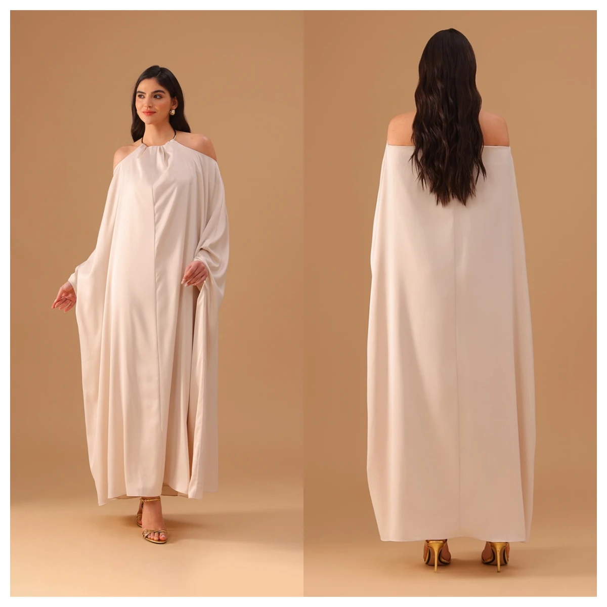 Aangepaste Temperament Wit Jersey Avondjurk Halter Lange Mouwen Celebrity Jurken Lovertjes Mode Vestido De Fe