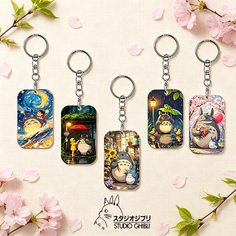 

2026 Totoro Acrylic Key Fobs Man Woman Cute Key Tags Anime Cartoon Keychain Kawaii Keyring Female Male Key Holder Birthday Gift