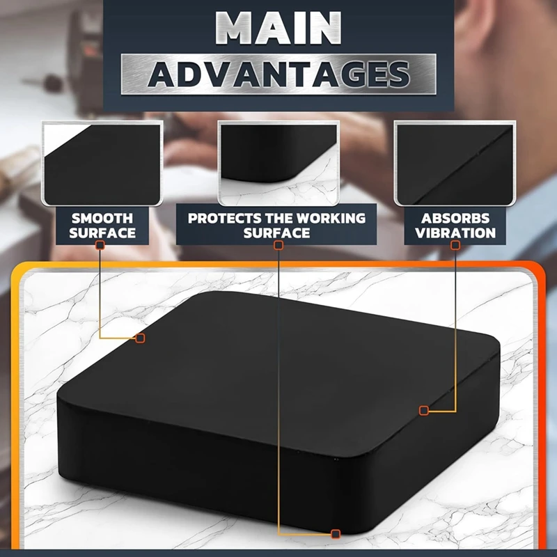 Rubber Bench Block For Jewelry Making - 4In X 4In Solid Rubber Block Jewelers Bench Block For Hammering, Shaping,Chasing