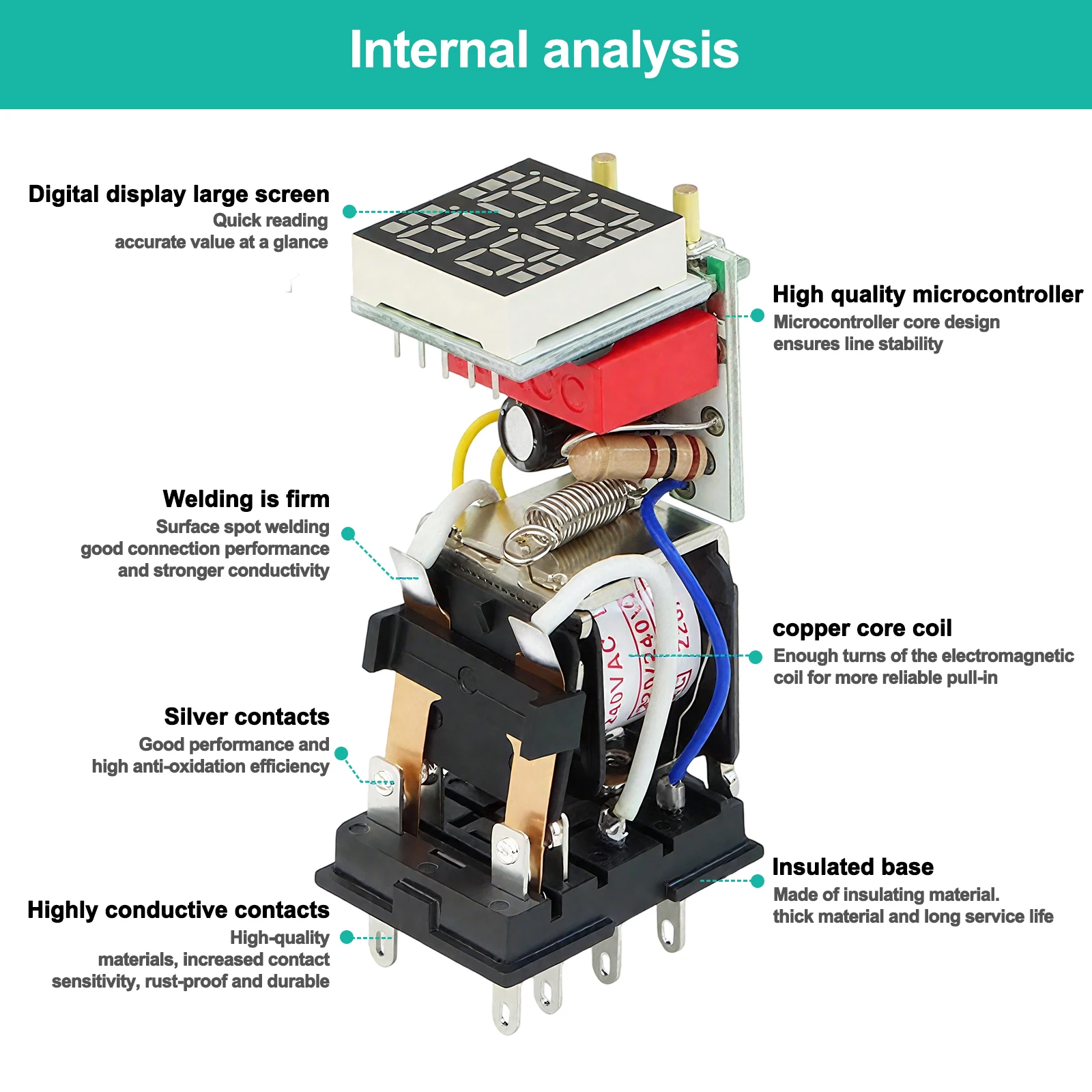 Digital Display Time Relay, 8/14 Pin LCD Relay, Time Control, Digital Delay, Electric Equipment Accessory, 12V DC, 8 X 6 X 3 Cm