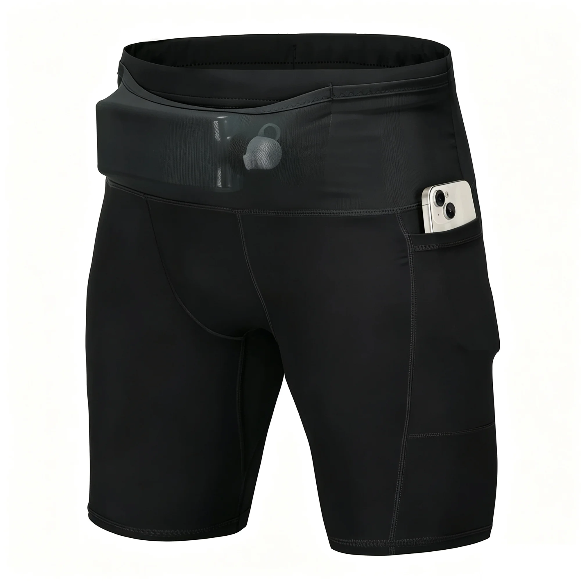 Men‘s Compression Running Shorts 6 Pockets With Waist Pack Marathon Fitness Yoga Cycling Sports Shorts Tights Leggings Quick Dry