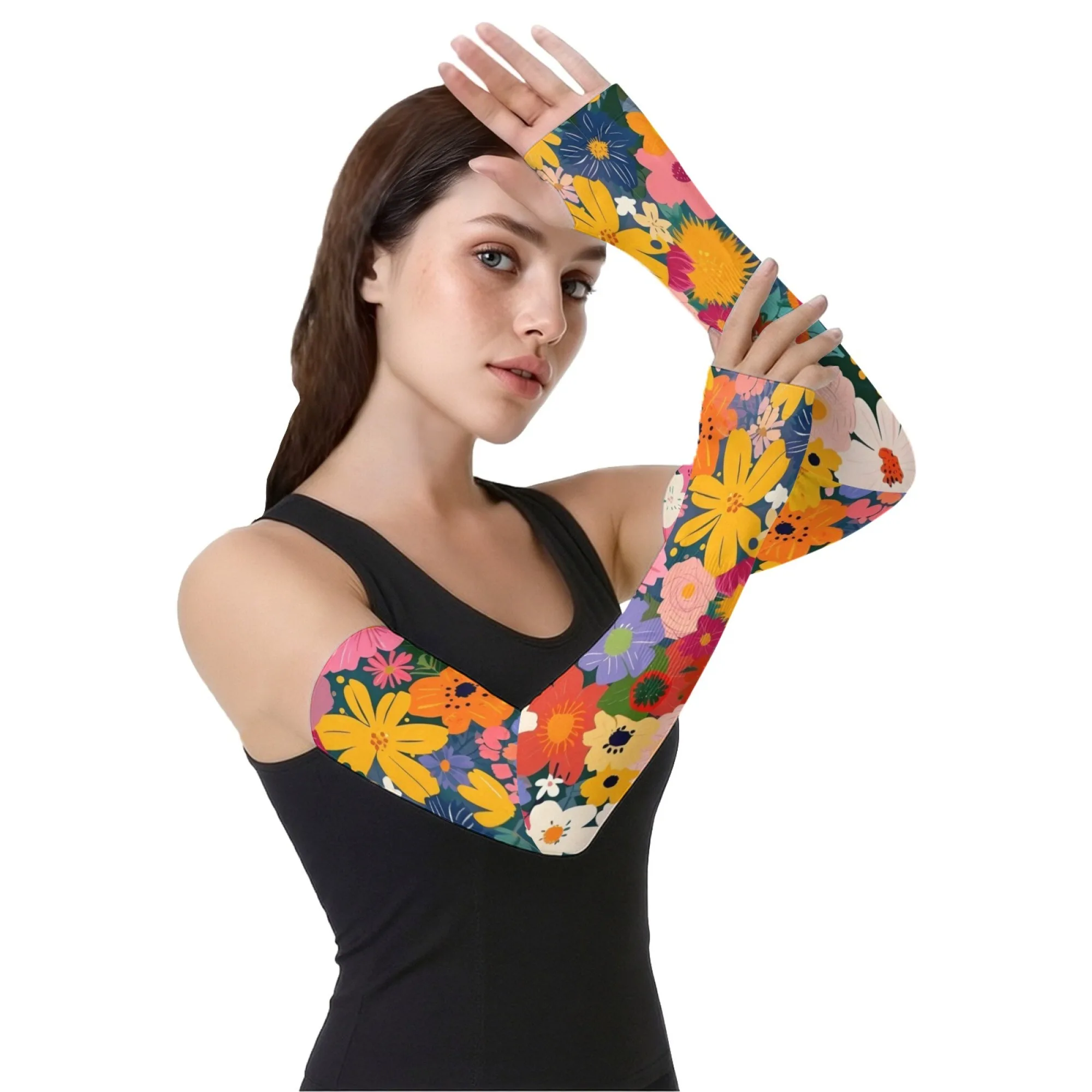 AliExpress NONE Fashion Floral Sleeves Unisex Breathable Comfortable Non-slip Protective Sleeves Gardening Cycling Outdoor Sports Sleeves