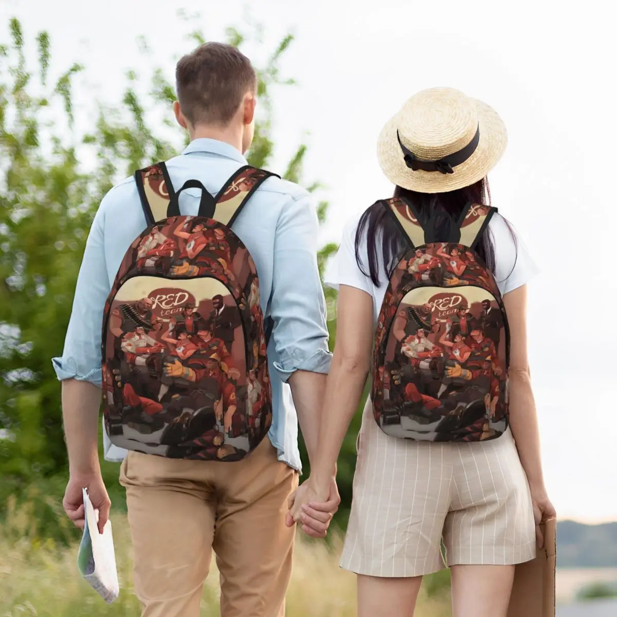 Team Fortress 2 Red Team Artwork Student Backpack School Bag Hiking Travel Daypack for Men Women Bookbag Shoulder Bags