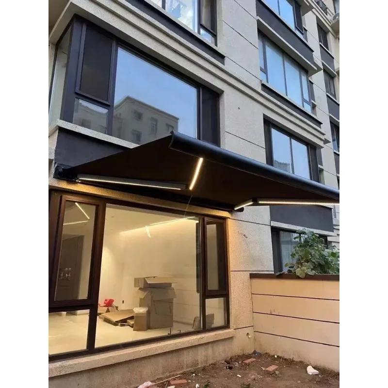 Electric Retractable Awning - Aluminum Alloy Rainproof All-Weather Sunshade for Villa Garden Terrace