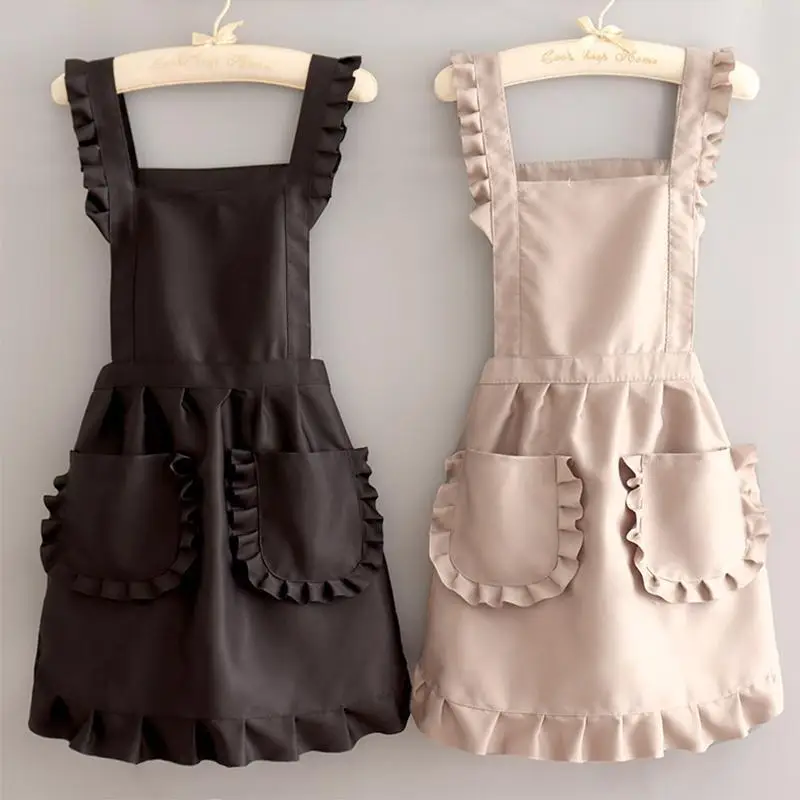 1Pcs Cute Korean Style Apron Female Nail Shop Kitchen Coffee Overalls Home Cooking Cleaning Sleeveless Apron