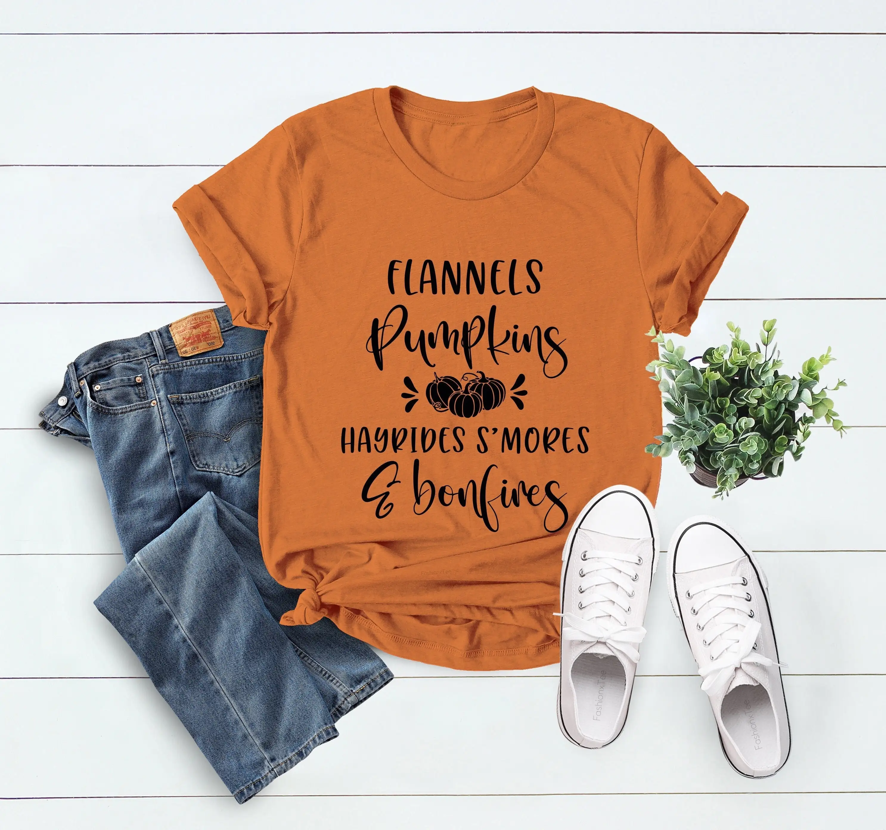 Flannels Pumpkins Hayrides Smores Bonfires T Shirt Thanksgiving Thankful Pumpkin Fall