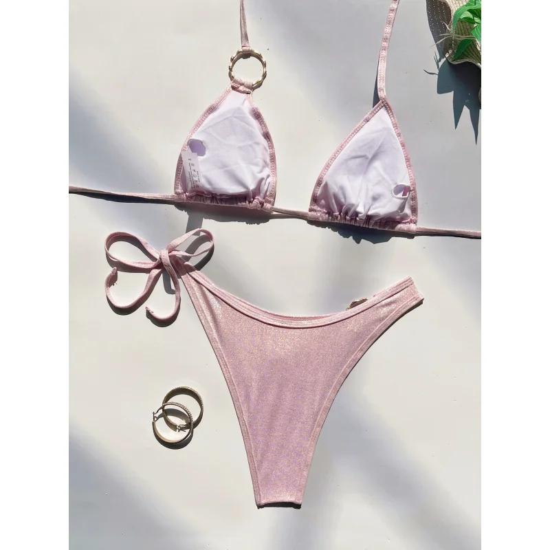 Bikini Double New Bikini Bandage Swimsuit Sexy Swimwear Female Backless Swimsuit Solid Colorbikini6632