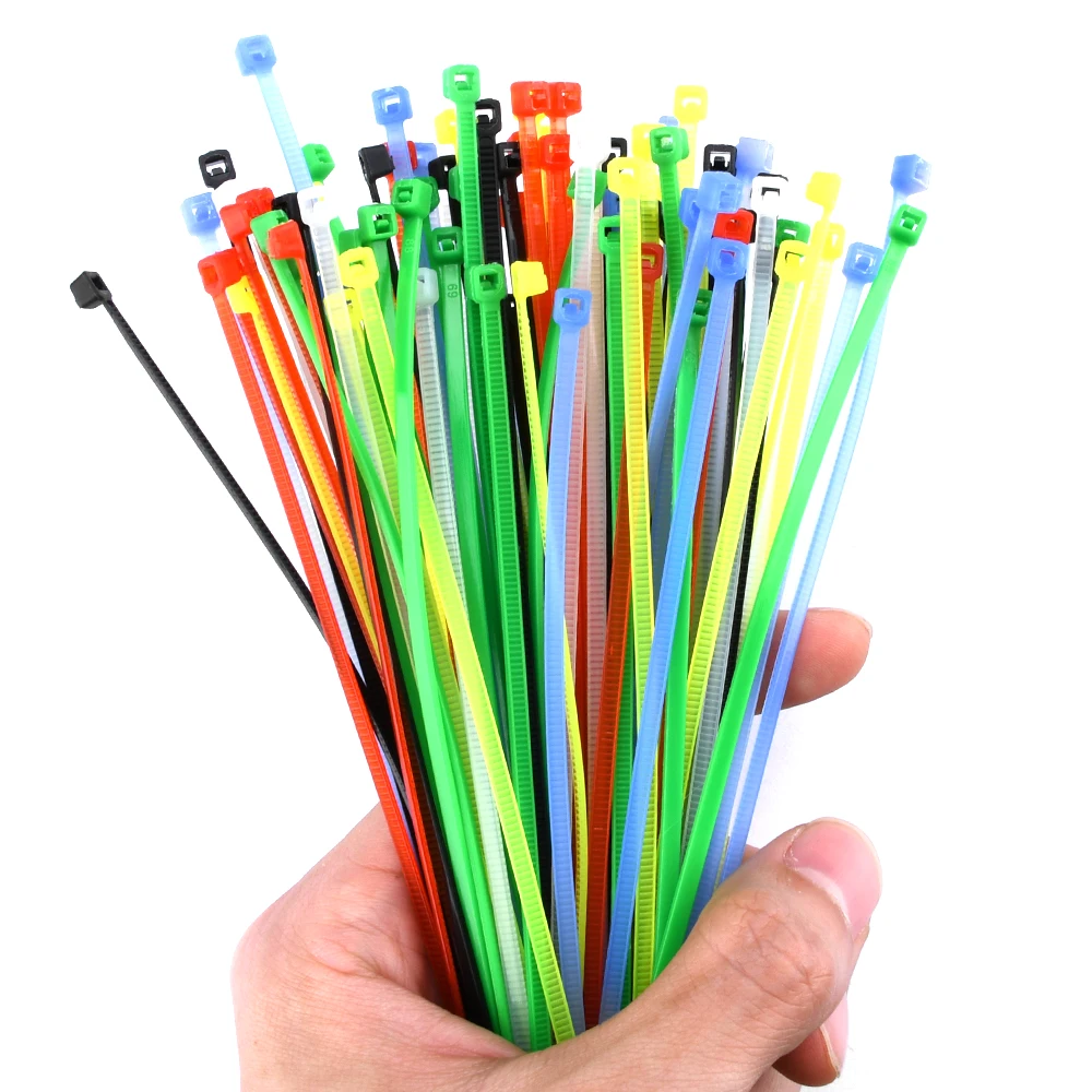 100pcs/bag 2.5x3x100\150\200mm Self-locking Plastic Nylon Tie Cable Fastening Ring Cable Tie Zip Wraps Strap Nylon Cable Tie Set