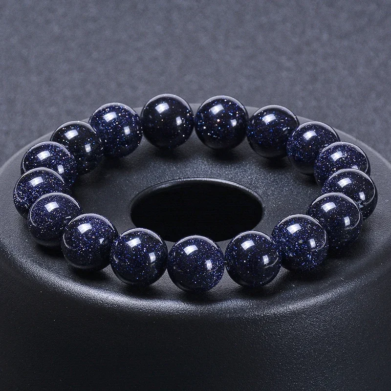 8-12mm Natural Blue Sandstone Beads Bracelet Solar System Bracelets Jewelry Gift for Women Men Lover Elastic Rope Jewelry Gifts