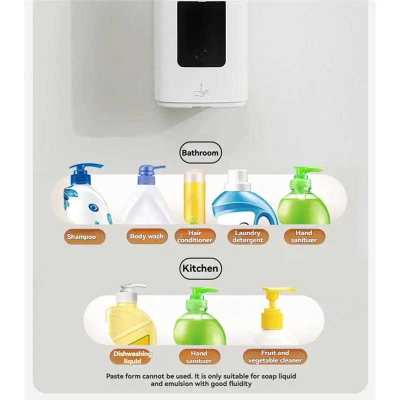 A98E-Liquid Soap Dispenser Automatic Soap Dispenser Wall Mount Rechargeable Foaming Soap Pump For Bathroom Kitchen