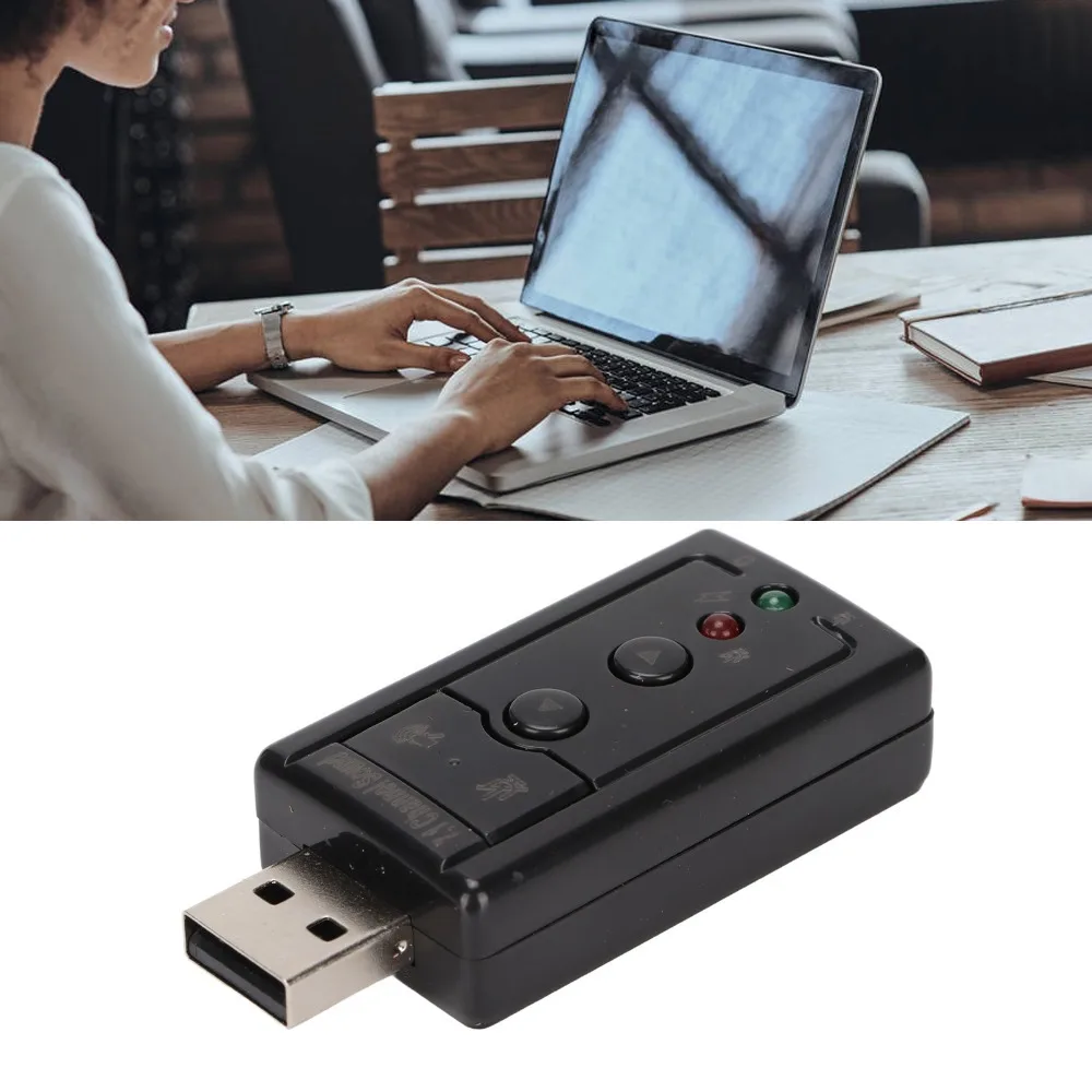

Internal Amplifier and Volume Controls Virtual Sound Card with 3.5mm and Microphone Ports USB External Sound Adapter