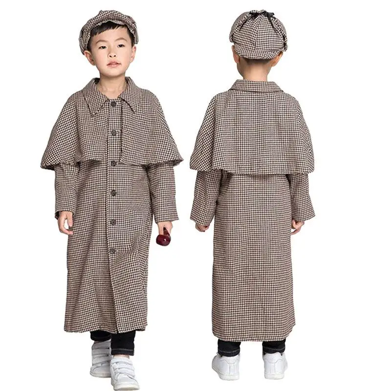 ชุดคอสเพลย์เออร์โล โฮล์มส์ สำหรับผู้ชาย ชุดนักสืบเออร์โล บริติ ลายสก็อต ชุดแสดงบนเวที ชุดทักซิโด้แบบจั๊มสูท