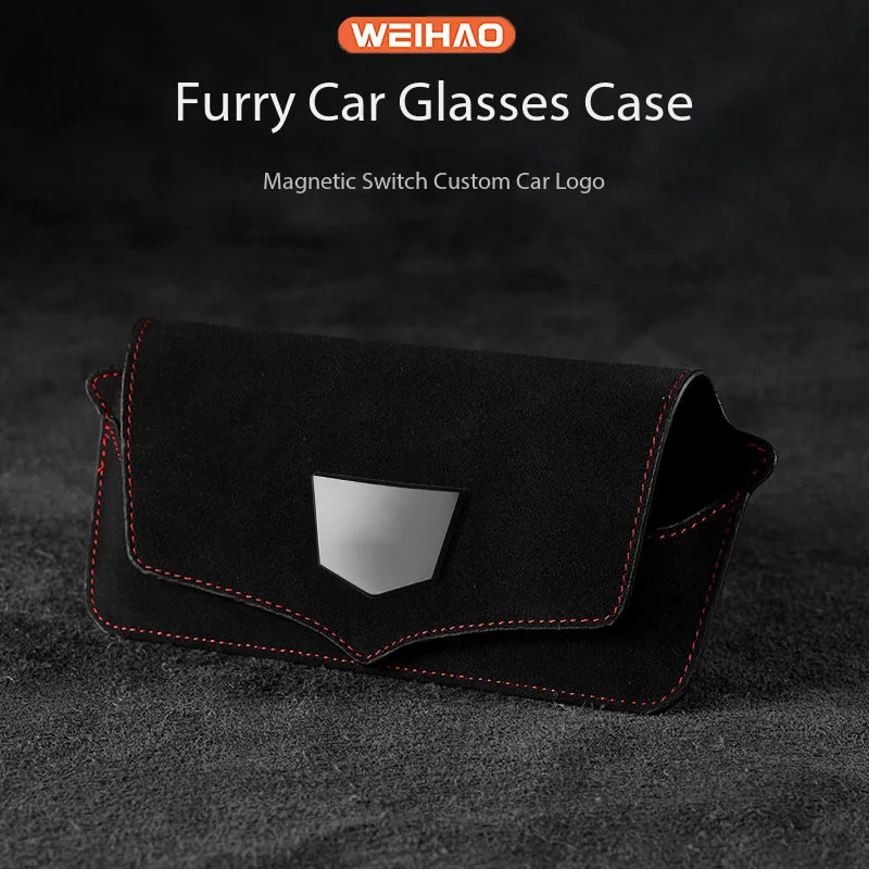 

Suede Sun Visor Glasses Holder Premium Leather Wear-Resistant Sunglasses Protective Box Auto Eyeglasses Storage Case Interior