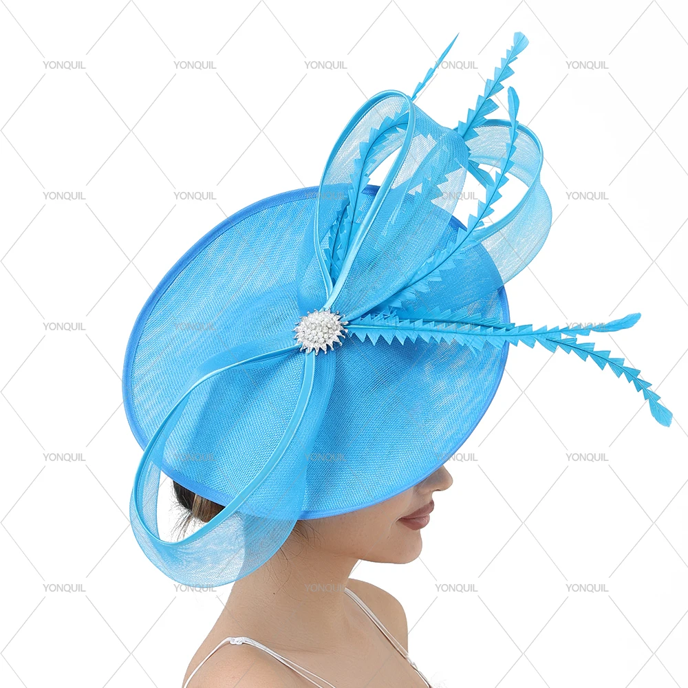 

Fashion Women's Feather Fascinator Big Hat Derby Chapeau Cap Hair Clip for Cocktail Party Wedding Church Headwear hair accessory