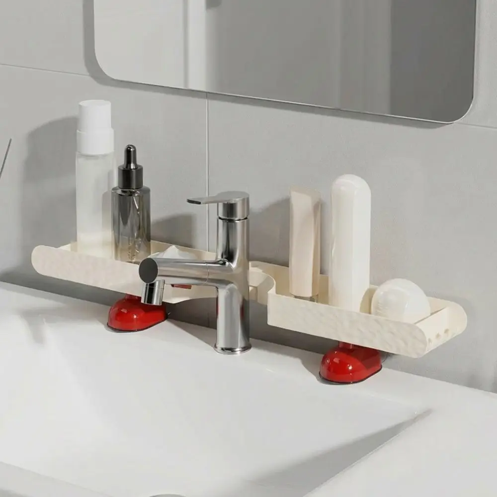 U-shaped Bathroom Storage Rack No-Drill Rustproof Water Drainage Holder Space Saving Dual-grid Sink Drying Rack Household