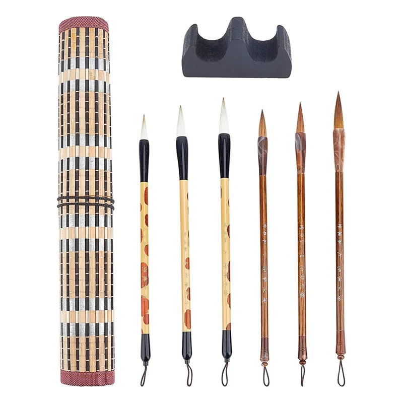 

Superior-8PCS Chinese Calligraphy Brushes Watercolor Brushes Painting Writing Brush Brush Holder For Beginner