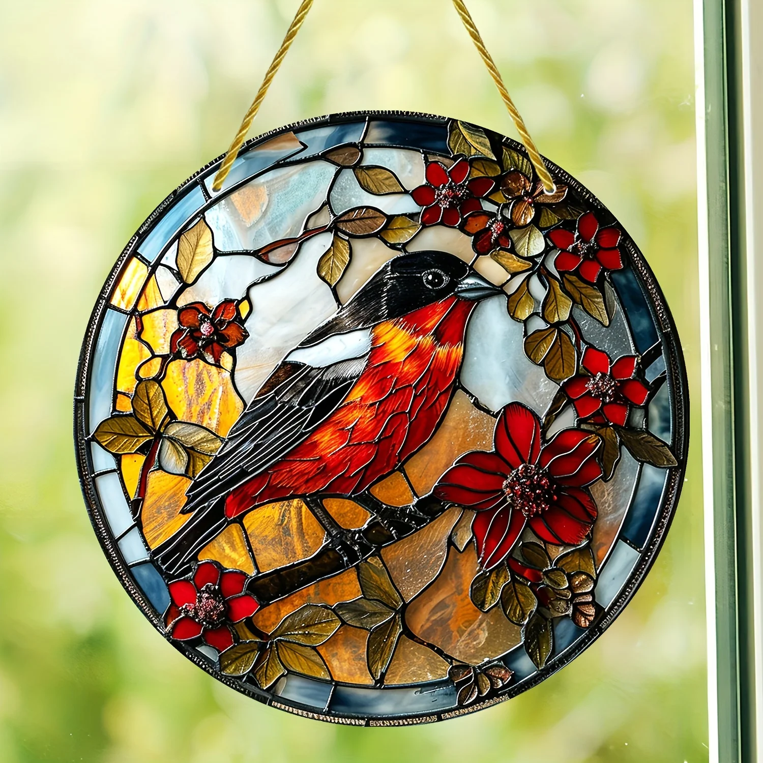 Realistic Vintage Stained Window Hanging Pendant,Friends, Acrylic Round Garden, Yard,House,Home,Living Room,Door Decor