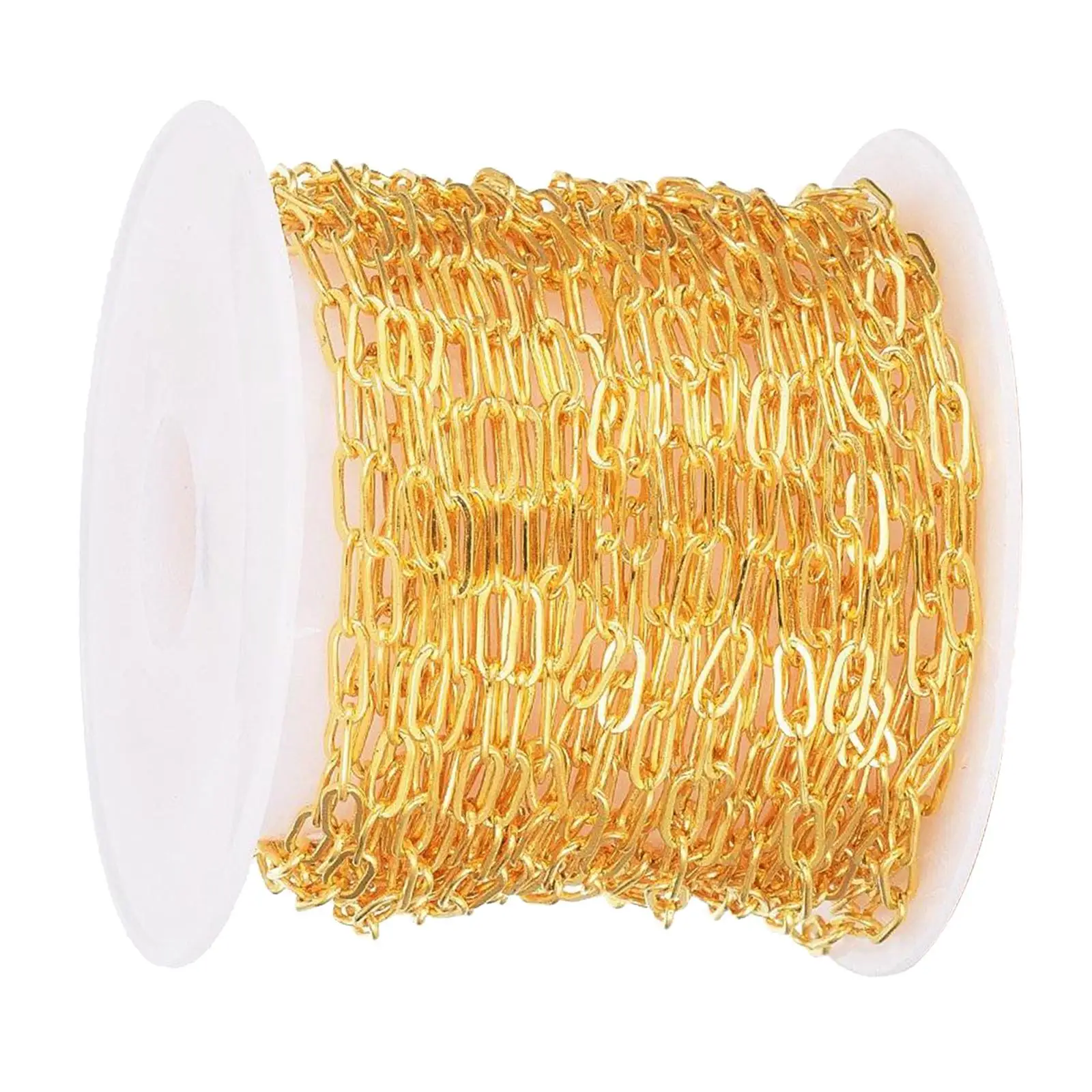 

16ft/Roll Brass Necklace Extender Cable Chains Gold Paperclip Jewelry Making Findings Crafts Supplies
